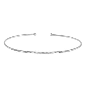 14K White Gold Diamond Thin Bangle 14K - Adina Eden's Jewels