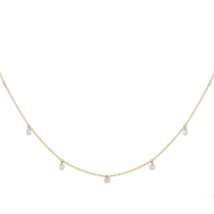 14K Gold Floating Diamond Necklace 14K - Adina Eden's Jewels