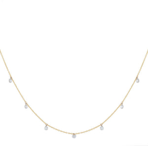 18K Gold Floating Dangling Diamond Necklace 14K - Adina Eden's Jewels