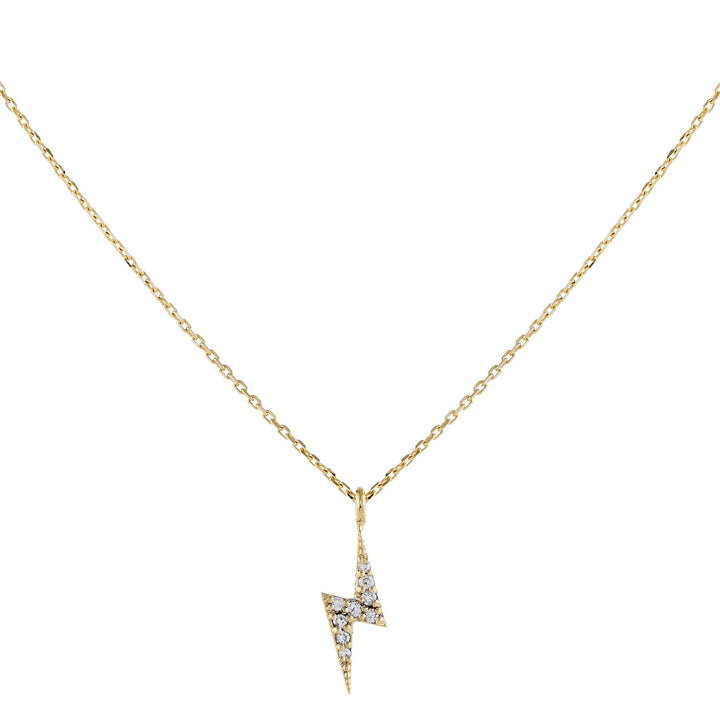 14K Gold Diamond Lightning Bolt Necklace 14K - Adina Eden's Jewels