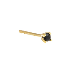 14K Gold / 2 MM / Single Tiny Onyx CZ Stud Earring 14K - Adina Eden's Jewels