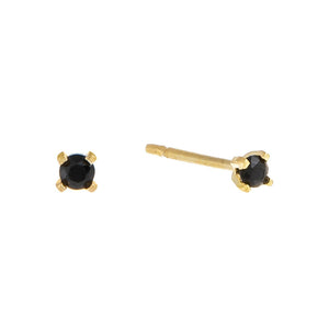 14K Gold / 2 MM / Pair Tiny Onyx CZ Stud Earring 14K - Adina Eden's Jewels
