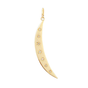 14K Gold Diamond Moon X Star Charm 14K - Adina Eden's Jewels