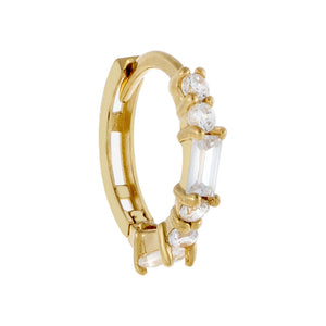  CZ Baguette Huggie Earring 14K - Adina Eden's Jewels