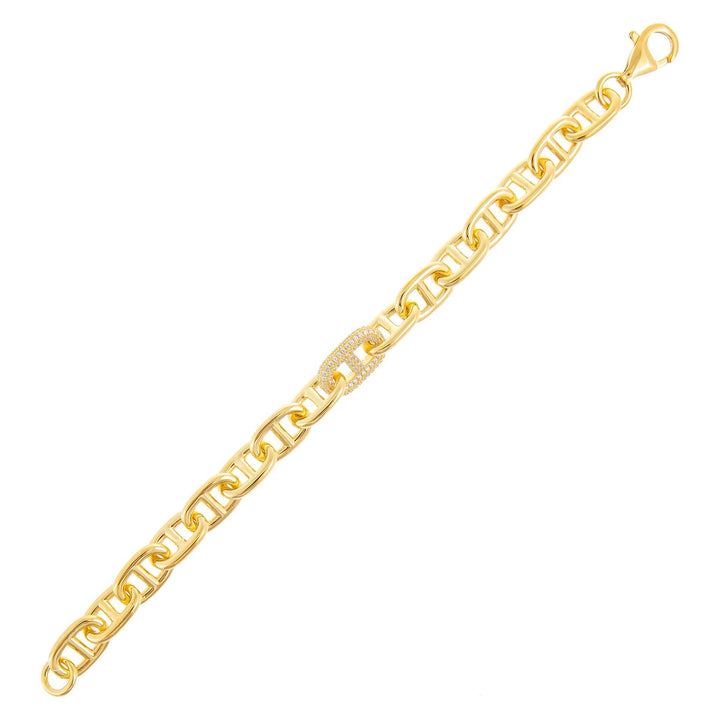 Gold Chunky Pavé Mariner Chain Bracelet - Adina Eden's Jewels