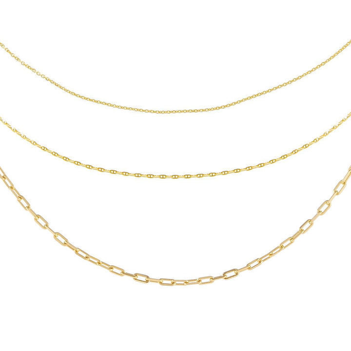 14K Gold Triple Chain Necklace Combo Set 14K - Adina Eden's Jewels