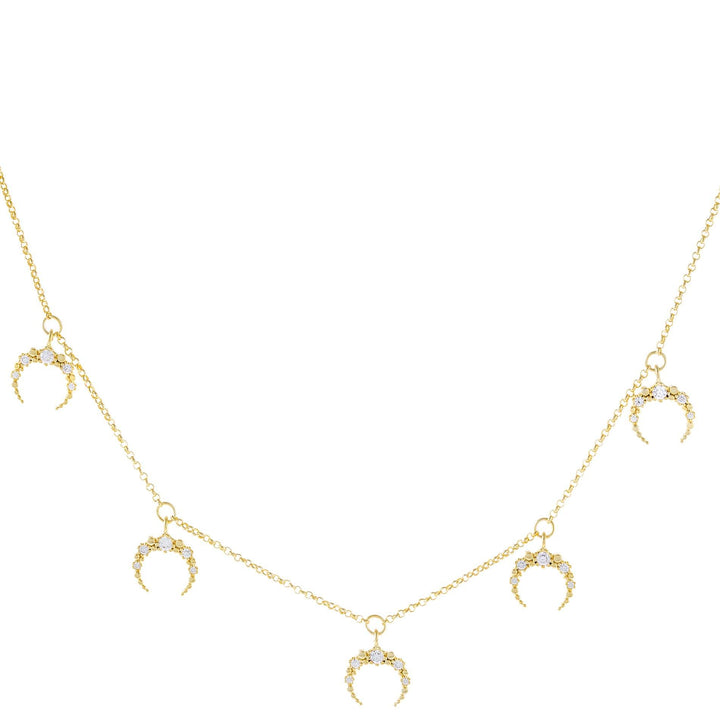 Gold Pavé Dangling Cowhorn Necklace - Adina Eden's Jewels