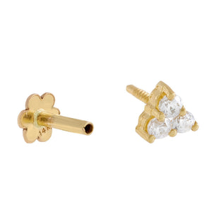  Mini CZ Cluster Threaded Stud Earring 14K - Adina Eden's Jewels