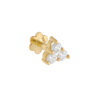 14K Gold / Single Mini CZ Cluster Threaded Stud Earring 14K - Adina Eden's Jewels