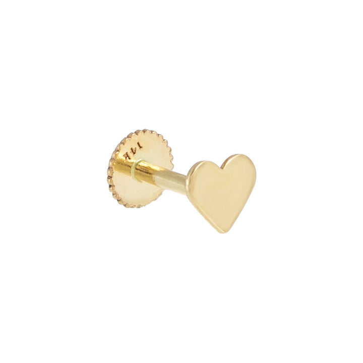 14K Gold / Single Solid Heart Threaded Stud Earring 14K - Adina Eden's Jewels