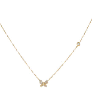 14K Gold Diamond Bezel Butterfly Necklace 14K - Adina Eden's Jewels