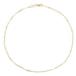 14K Gold Solid Bar X Singapore Chain Anklet 14K - Adina Eden's Jewels