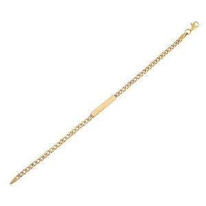 14K Gold Engravable Solid Bar Chain Link Bracelet 14K - Adina Eden's Jewels