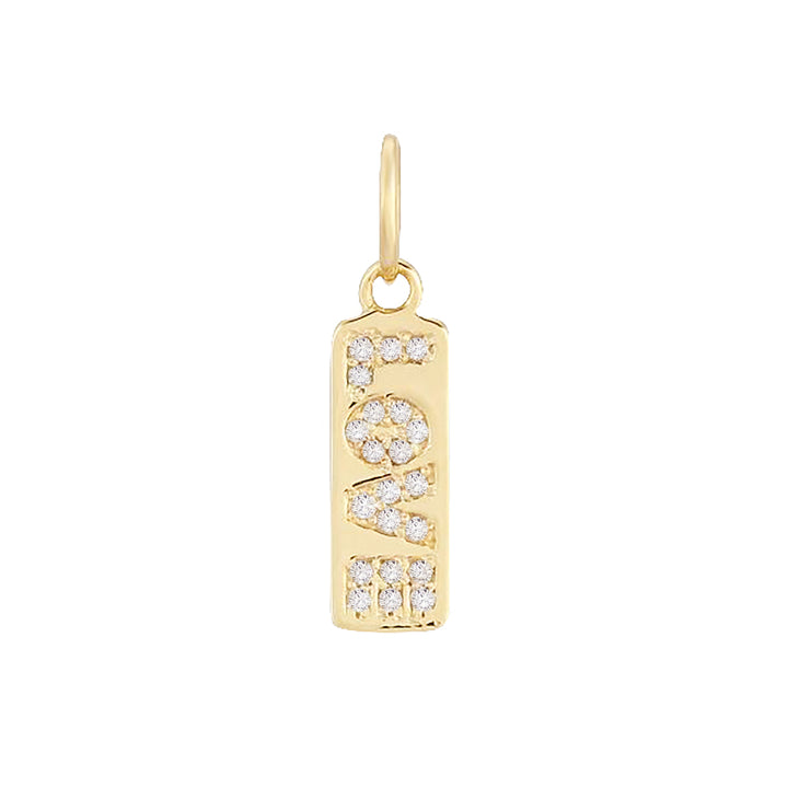 14K Gold Diamond Love Dog Tag Charm 14K - Adina Eden's Jewels