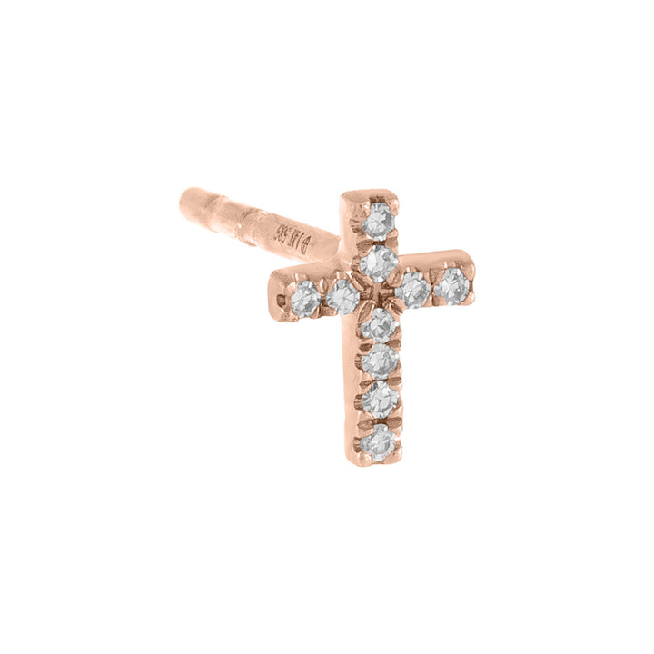  Diamond Mini Cross Stud Earring 14K - Adina Eden's Jewels