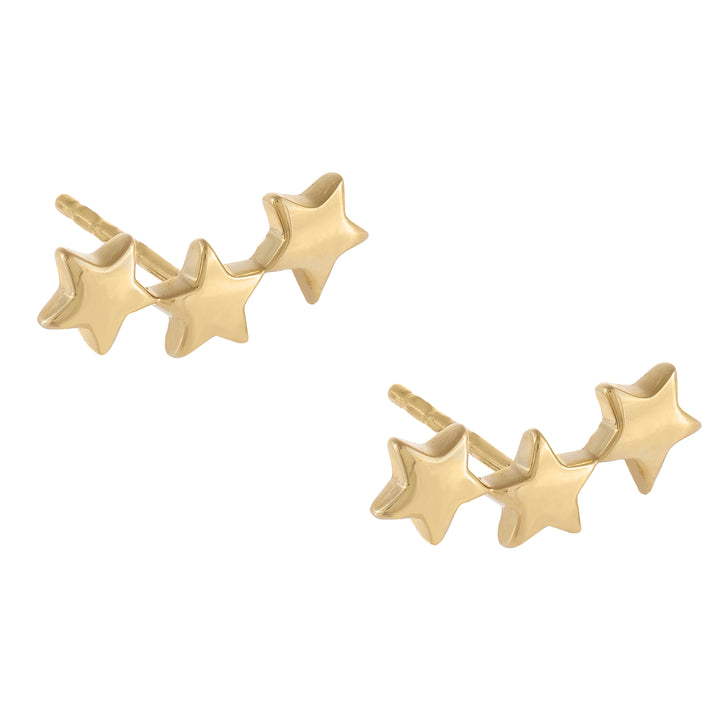Gold Triple Star Stud Earring - Adina Eden's Jewels