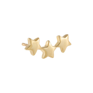 14K Gold / Single Triple Star Stud Earring 14K - Adina Eden's Jewels