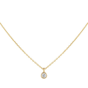14K Gold Diamond Bezel Dangle Necklace 14K - Adina Eden's Jewels