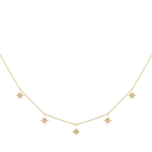14K Gold Diamond Multi Starburst Necklace 14K - Adina Eden's Jewels