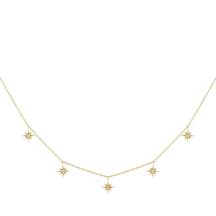 14K Gold Diamond Multi Starburst Necklace 14K - Adina Eden's Jewels
