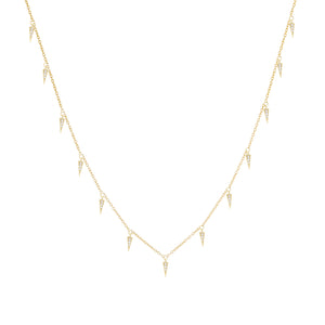 14K Gold Diamond Dangling Spike Necklace 14K - Adina Eden's Jewels