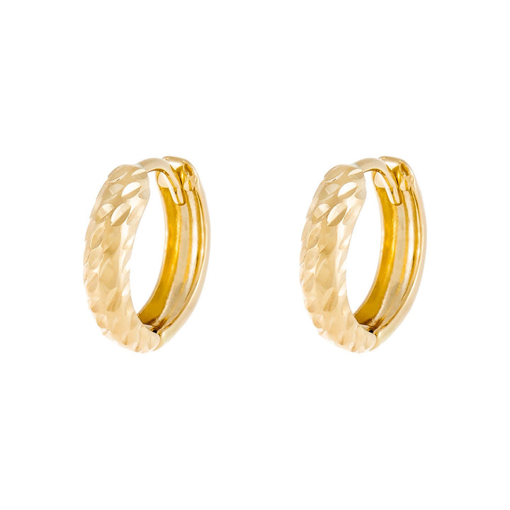 14K Gold Hammered Huggie Earring 14K - Adina Eden's Jewels