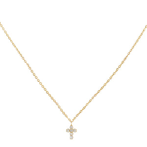 14K Gold Diamond Cross Necklace 14K - Adina Eden's Jewels