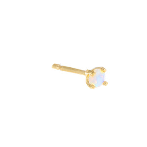 14K Gold / 2 MM / Single Tiny Opal Stud Earring 14K - Adina Eden's Jewels
