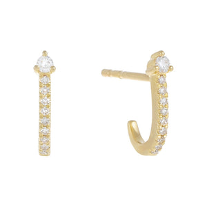  Diamond Bezel Open Hoop Stud Earring 14K - Adina Eden's Jewels