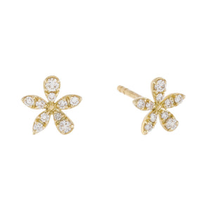 14K Gold Diamond Flower Stud Earring 14K - Adina Eden's Jewels