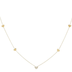 14K Gold Diamond/Solid 5 Heart Necklace 14K - Adina Eden's Jewels