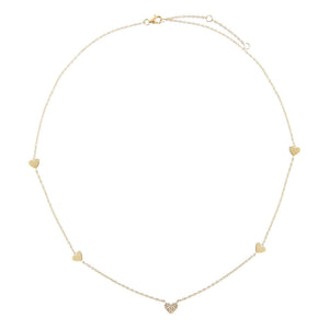  Diamond/Solid 5 Heart Necklace 14K - Adina Eden's Jewels