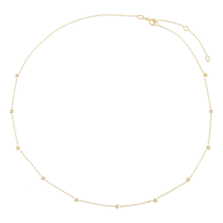 14K Gold Dainty CZ Star X Bezel Necklace 14K - Adina Eden's Jewels