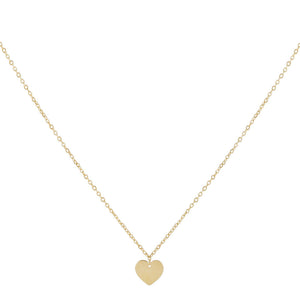 14K Gold Dainty Solid Heart Necklace 14K - Adina Eden's Jewels
