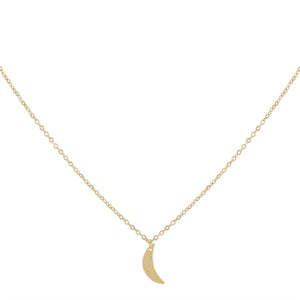 14K Gold Dainty Solid Moon Necklace 14K - Adina Eden's Jewels
