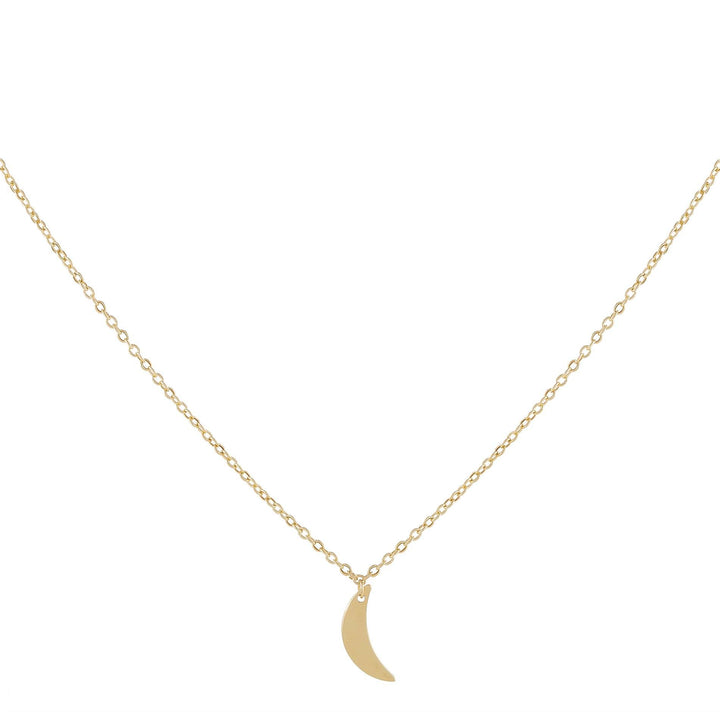 14K Gold Dainty Solid Moon Necklace 14K - Adina Eden's Jewels