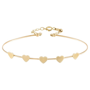 14K Gold Solid Hearts Bangle 14K - Adina Eden's Jewels