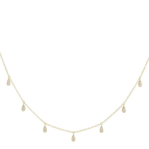 14K Gold Diamond Teardrop Dangle Choker 14K - Adina Eden's Jewels