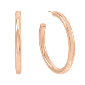 14K Rose Gold Large Hollow Hoop Earring 14K - Adina Eden's Jewels
