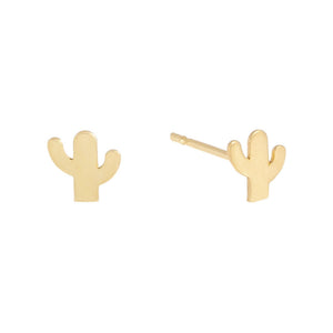 14K Gold / Pair Mini Solid Cactus Stud Earring 14K - Adina Eden's Jewels