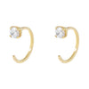 14K Gold Solitaire CZ Threader Hoop Earring 14K - Adina Eden's Jewels