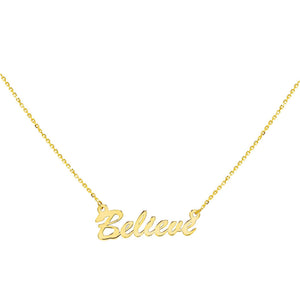 14K Gold / BELIEVE Assorted Phrase Necklace 14K - Adina Eden's Jewels
