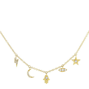 14K Gold Diamond Charms Necklace 14K - Adina Eden's Jewels