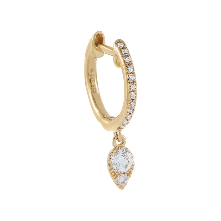 14K Gold / Single Diamond Dangle Charm Huggie Earring 14K - Adina Eden's Jewels