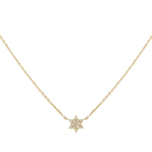 14K Gold Diamond Mini Star of David Necklace 14K - Adina Eden's Jewels
