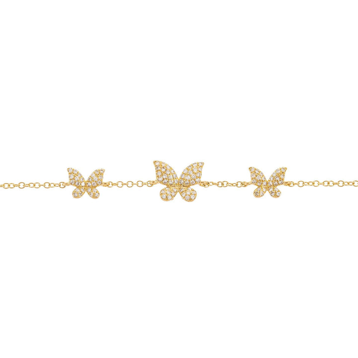  Diamond Triple Butterfly Bracelet 14K - Adina Eden's Jewels