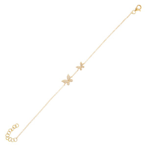 14K Gold Diamond Double Butterfly Bracelet 14K - Adina Eden's Jewels