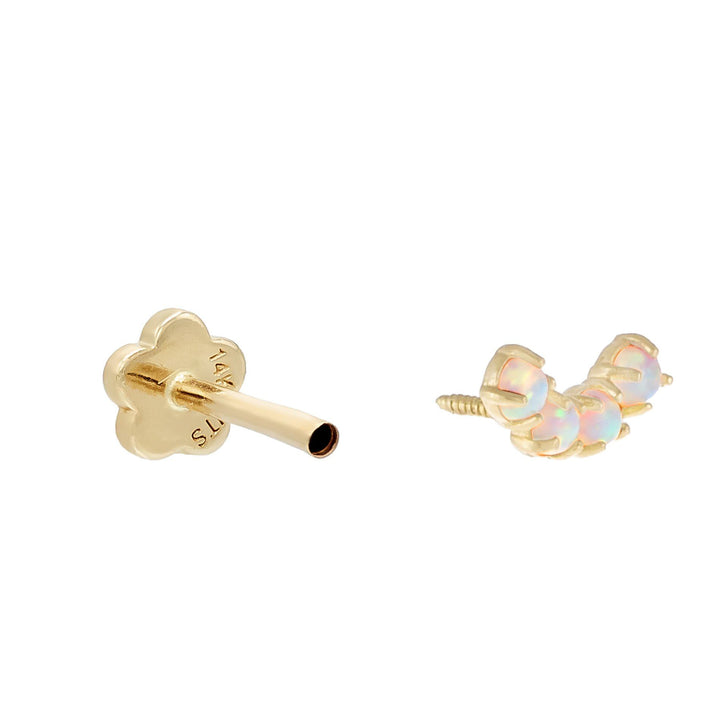  Opal Semi Circle Threaded Stud Earring 14K - Adina Eden's Jewels