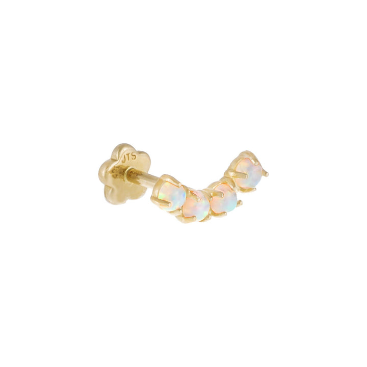 Opal Opal Semi Circle Threaded Stud Earring 14K - Adina Eden's Jewels