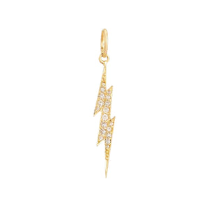 14K Gold Diamond Lightning Bolt Charm 14K - Adina Eden's Jewels